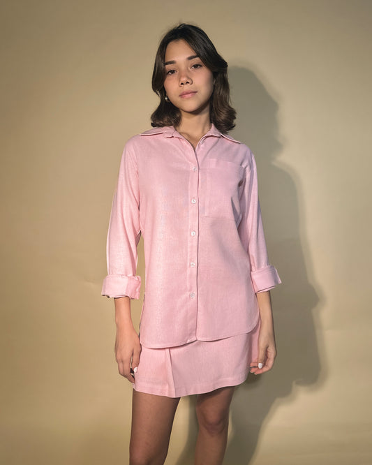 CLASSIC LINEN BLOUSE (PINK)